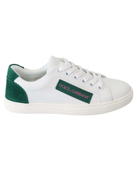 Dolce & Gabbana White Green Leather Low Top Sneakers Shoes in Blue | Lyst UK