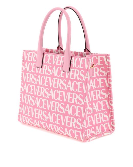 Versace Allover Logo Small Tote Bag in Pink Lyst