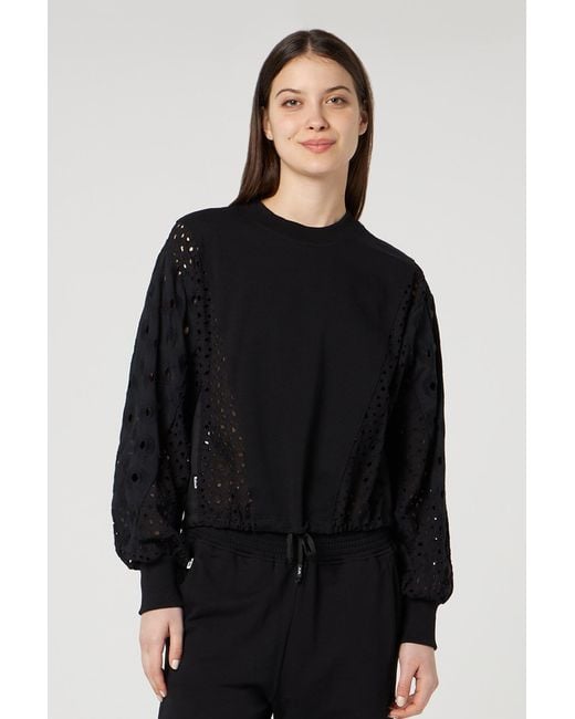 Felpa Nera Con Maniche Traforate di Jijil in Black