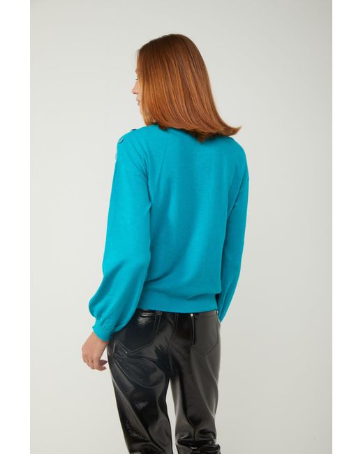 Maglione Turchese Con Maxipaillettes di ViCOLO in Blue