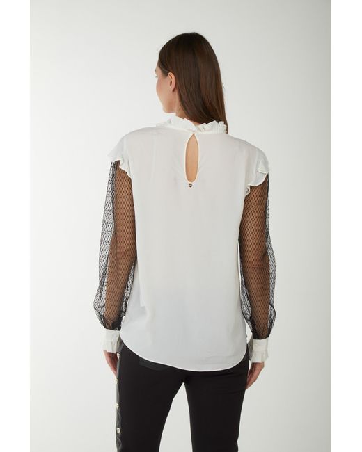 Twinset Natural Bluse Aus Crêpe De Chine-Mischung Aus Seid