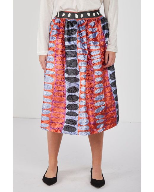 Stella Jean Red Weiter Rock Mit Abstraktem Muster
