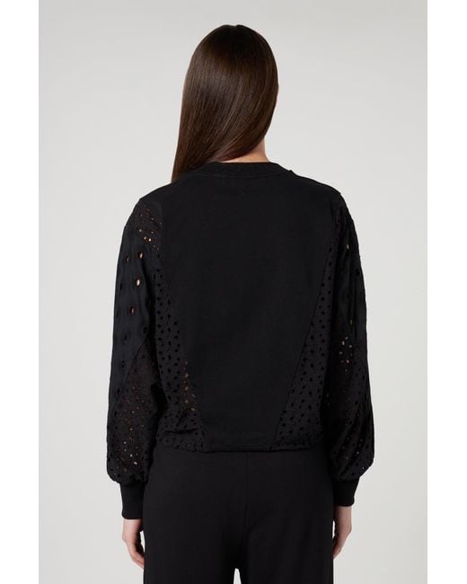 Felpa Nera Con Maniche Traforate di Jijil in Black