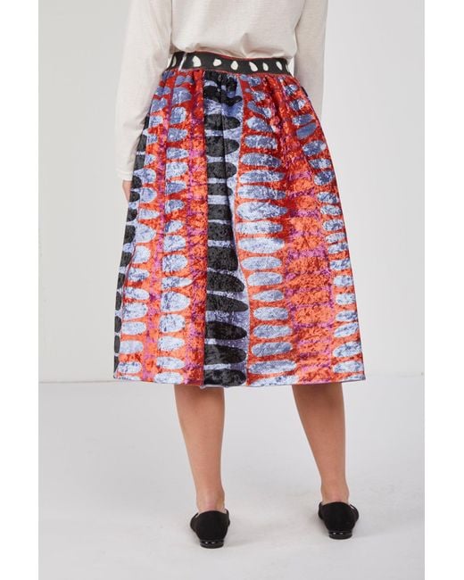 Stella Jean Red Weiter Rock Mit Abstraktem Muster