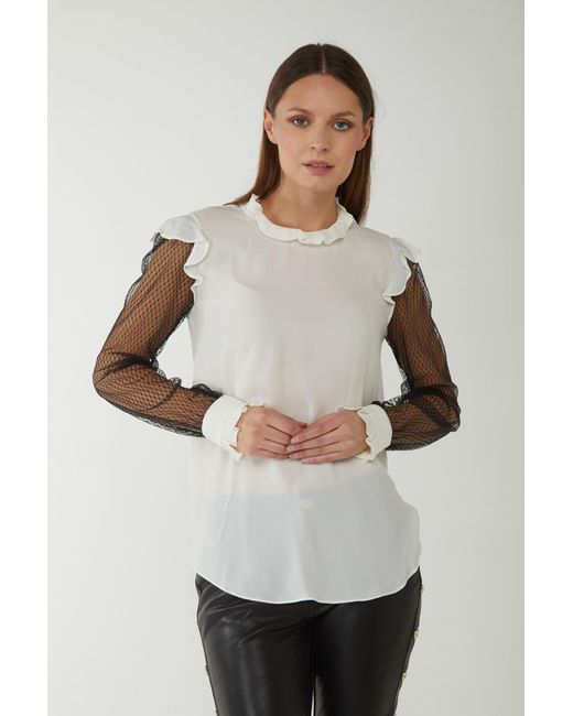 Twinset Natural Bluse Aus Crêpe De Chine-Mischung Aus Seid