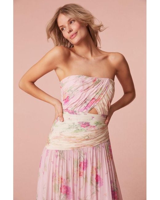 LoveShackFancy Pink Pintil Strapless Floral Gown