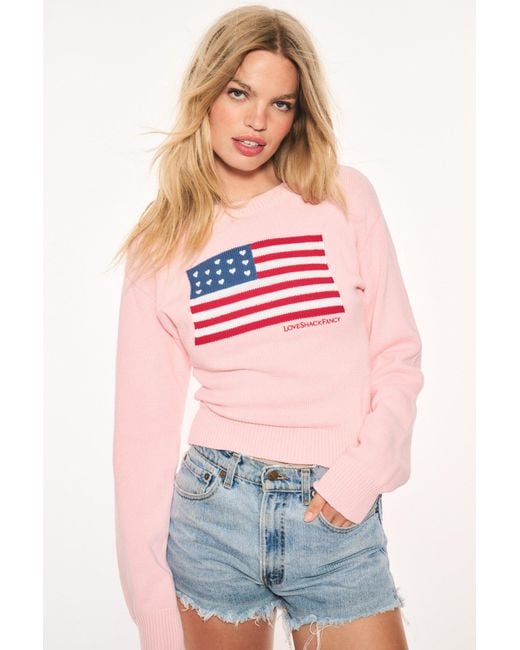 LoveShackFancy Red Ty Heritage Flag Pullover For