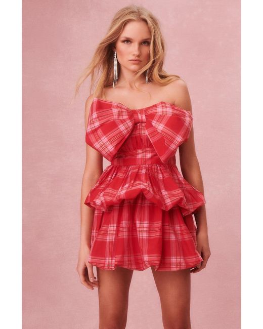 LoveShackFancy Pink Francie Bow Mini Dress