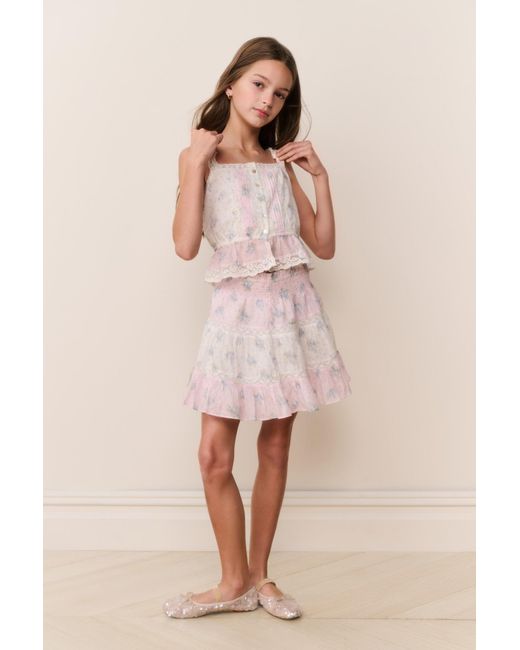 LoveShackFancy Tween Raf Mixed Print Skirt For in Pink | Lyst