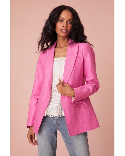 LoveShackFancy Pink Lamia Tailored Suit Jacket