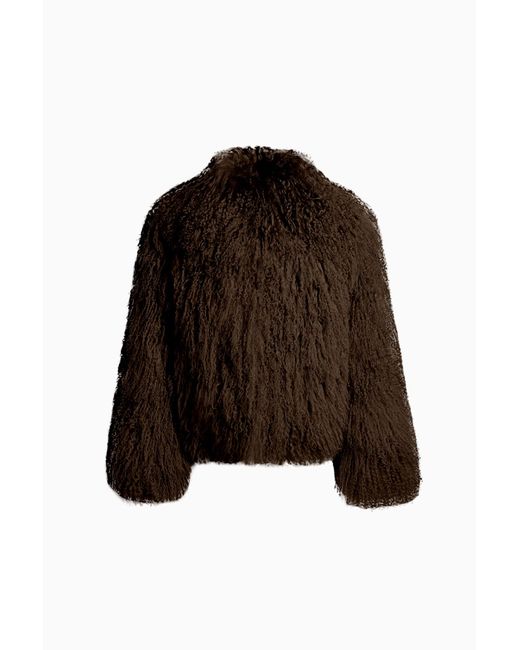 LoveShackFancy Brown Susanna Chow Carrie Shearling Coat For
