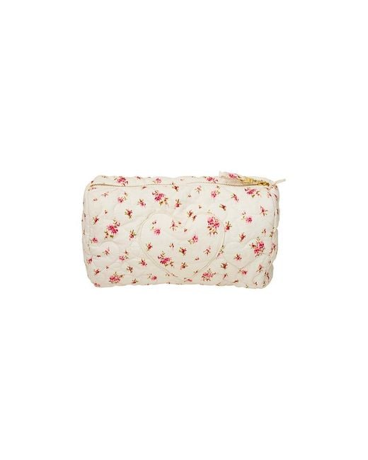 LoveShackFancy White Octavia Quilted Cosmetic Bag