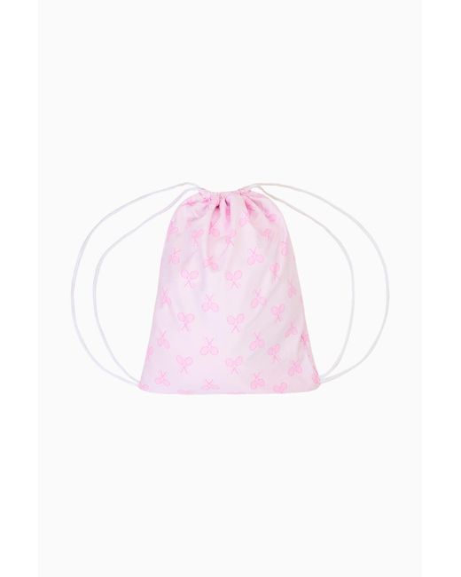 LoveShackFancy Pink Madora Drawstring Tennis Bag For