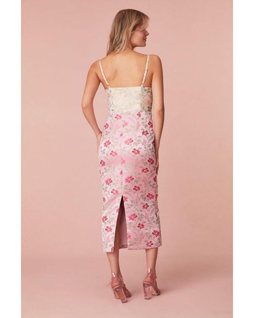 LoveShackFancy Pink Massey Floral Jacquard Midi Dress