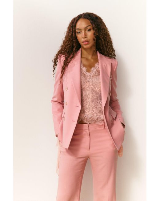 LoveShackFancy Pink Gillian Wool-Blend Blazer For
