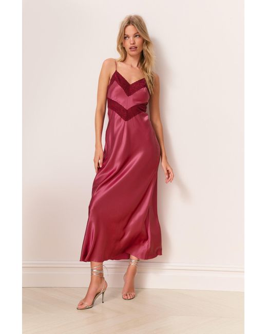 LoveShackFancy Red Serita Silk Maxi Dress For