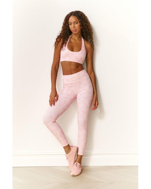 LoveShackFancy Pink Santiana Floral Bow Print Active Legging For