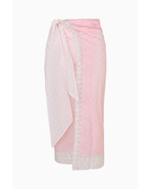 LoveShackFancy Pink Emabella Cotton Polkadot Sarong For
