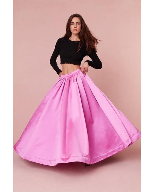 LoveShackFancy Pink Minita Luxe Satin Maxi Skirt