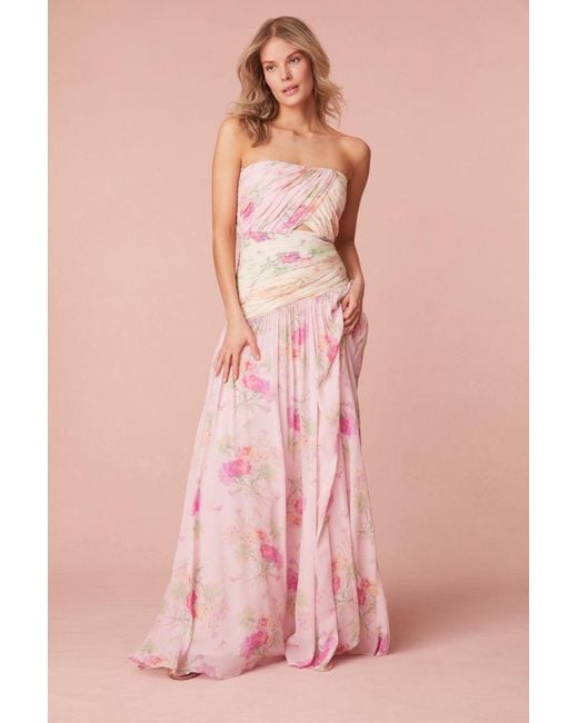 LoveShackFancy Pink Pintil Strapless Floral Gown