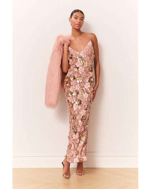LoveShackFancy Fleurina Sequin Floral Maxi Dress For in Pink | Lyst LoveShackFancy Fleurina Sequin Floral Maxi Dress For in Pink | Lyst