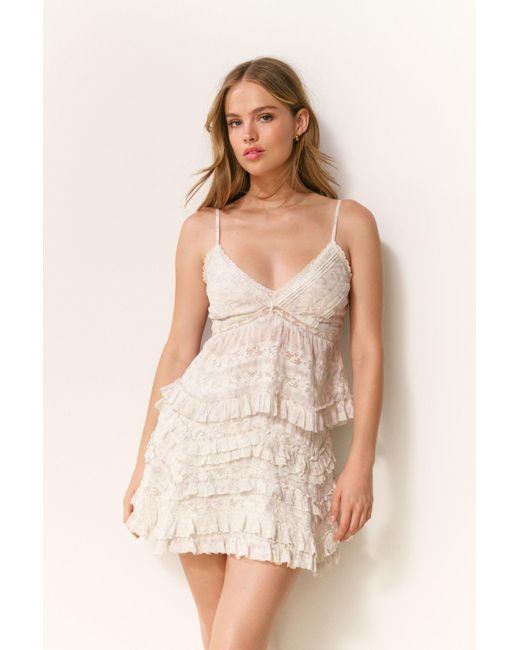 LoveShackFancy White Faelith Lace Printed Cotton Top For