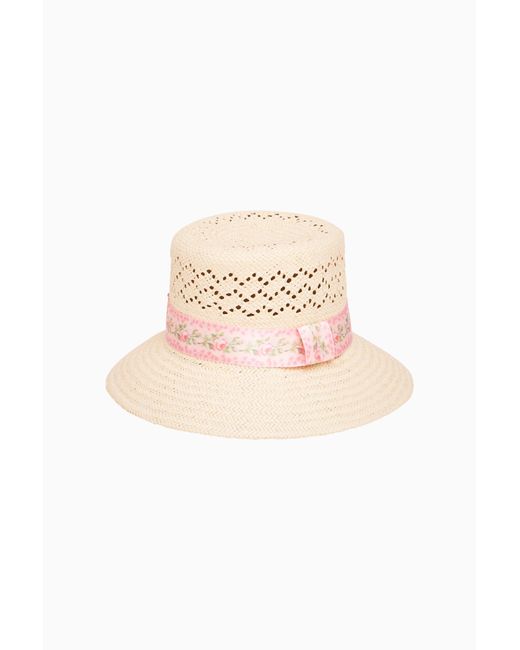 LoveShackFancy White Silan Straw Bucket Hat For