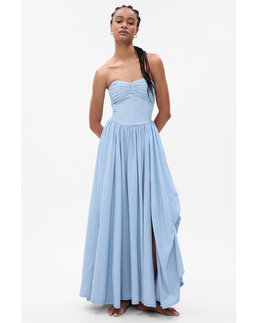 LoveShackFancy Blue Gap X Denim Tiered Maxi Dress