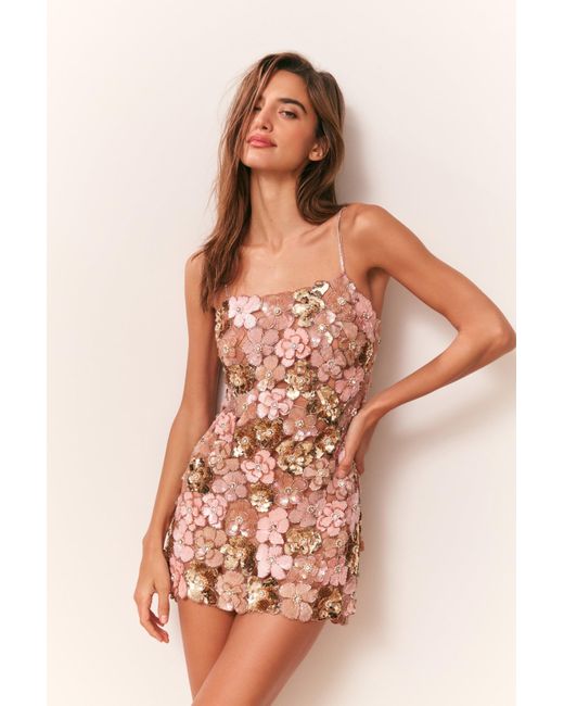 strapless open back dress Heavenly Drift Floral Mini Dress Pink main image 1