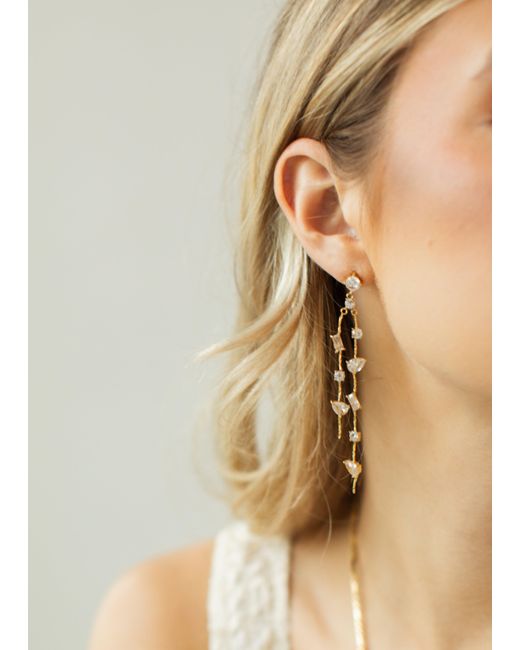 LoveShackFancy Natural Luna Asymmetrical Drop Earrings By Evie Jewelry