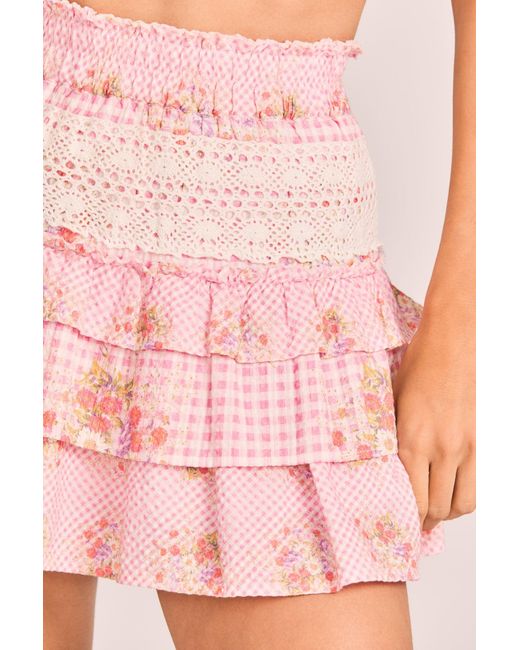 LoveShackFancy Oxford Wool-blend Mini Skirt in Pink Womens Skirts LoveShackFancy Skirts 