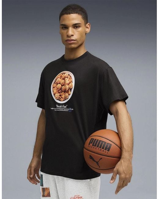 PUMA Black Hooptopia Break Fast Short Sleeve Performance T-Shirt for men