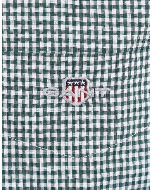 Gant Blue Classic Poplin Gingham Shirt Dark Emerald for men