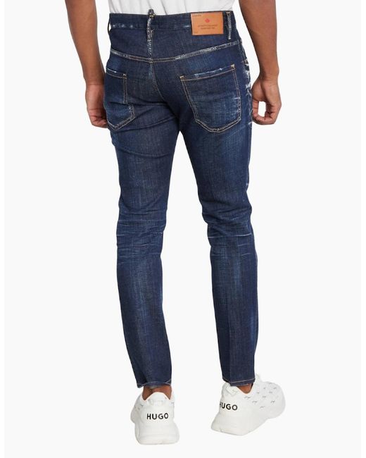 DSquared² Blue Dark Clean Wash Skater Jeans for men