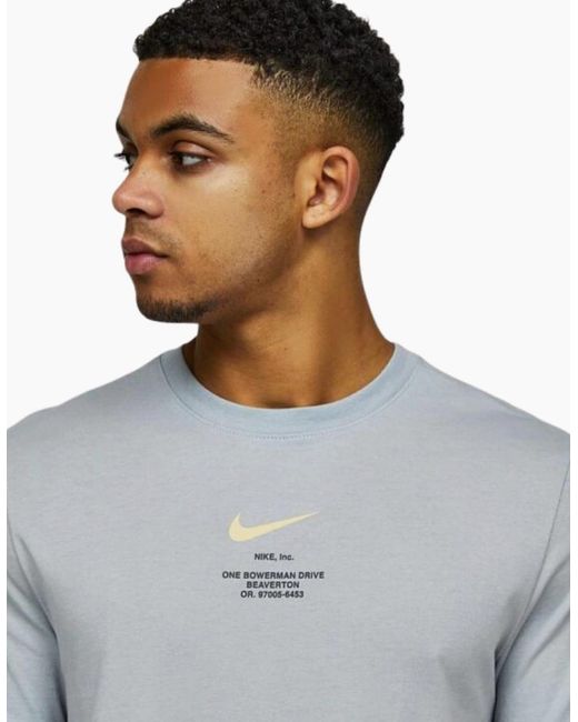 Nike Gray Athletics Swoosh By T-Shirt for men