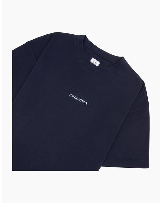 C P Company Blue 30/1 Jersey Short Sleeve Logo T-Shirt 888 for men