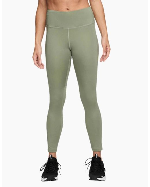 Nike Green Mid Rise Fast 7/8 Oil Leggings