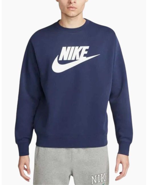 Nike Blue Dq4912 Sweatshirt Sportswear Club Fleece Crew Neck Pullover Jumper New for men