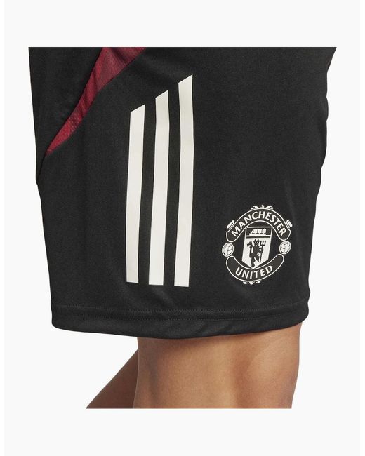 Adidas Black Mufc Solid Patterned Bermuda Shorts for men