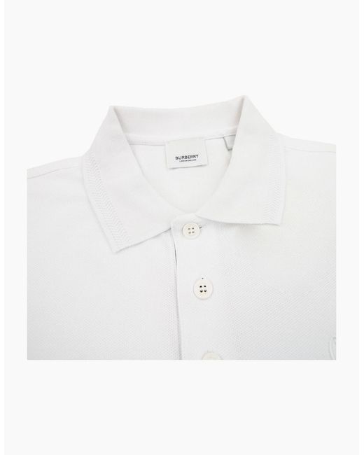 Burberry White Manzoni Monogram Pique Polo for men