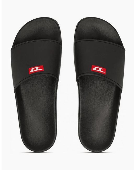 DIESEL Black Sa Swim Rubber Sliders for men