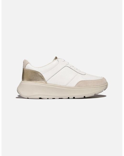 Fitflop White F-Mode Leather Trainers Urban/Platino
