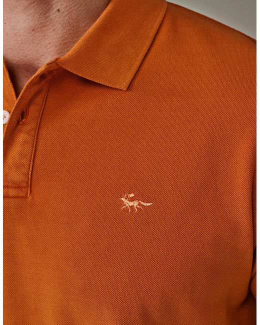aubi Orange Lusby Pique Polo for men