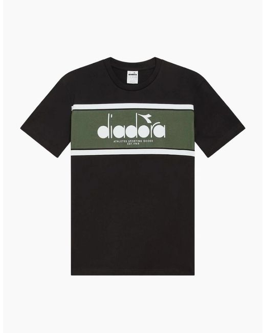 Diadora Black Ss Logo Rifle T-Shirt for men