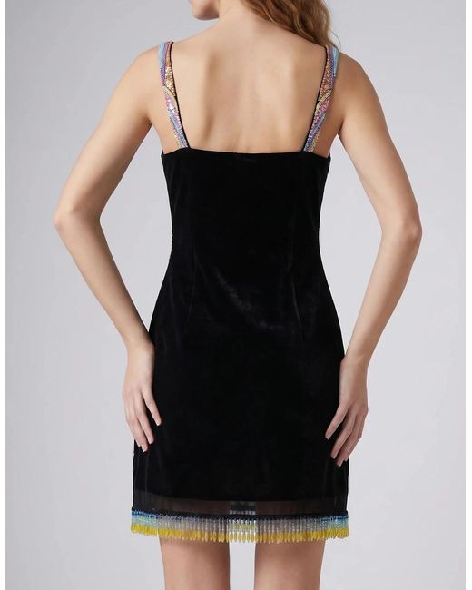 Oceanus Black Tasseled Crescent Shell Mini Dress