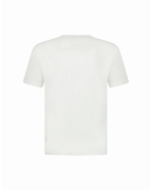 Stone Island White Logo Patch Cotton T-Shirt for men