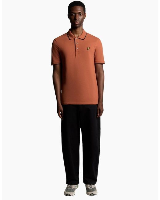 Lyle & Scott Orange Lyle & Scott Tipped Polo Shirt for men