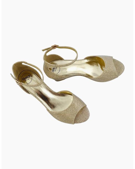 XY London Metallic Ladies Lottie Peep Toe Wedge Sandals