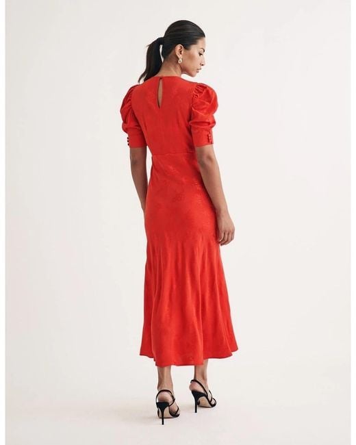 Nobody's Child Red Moira Crew Neck Midi A-Line Dress