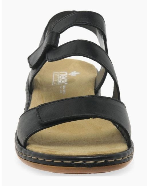 Rieker Black Sphere Riptape Sandals